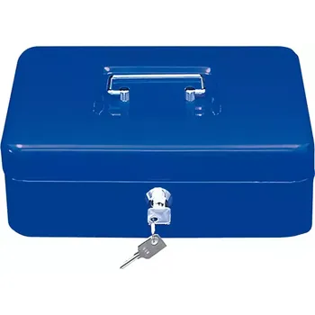 Příruční pokladna Přenosná pokladna Wedo 250 modrá, kovová uzamykatelná pokladnička