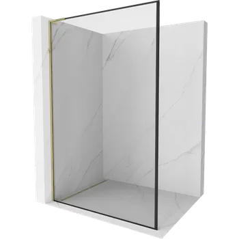 Mexen Kioto L stěna sprchová Walk-in 90 x 200 cm, černý rámeček, zlatá - 800-090-103-50-70 Sprchové stěny