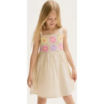 Dívčí šaty Reserved - Šaty s ažurovou horní částí - béžová - 166EX-08X - 166EX-08X-122