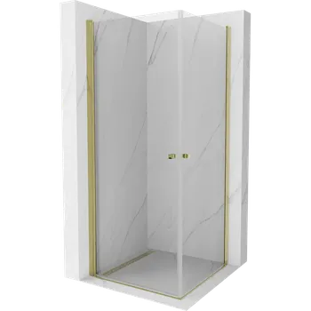 Mexen Pretoria Duo sprchová kabina otevírací 90 x 90 cm, transparentní, zlatá - 852-090-090-50-00-02 Sprchové kouty
