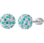 Stříbrné náušnice pecky Odette kuličky 8 mm se Swarovski® Crystals tyrkysové na šroubek