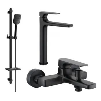 Vodovodní baterie Mexen Lynx DQ62 koupelnová sada, černá - 745913DQ62-70 Bateriové soupravy