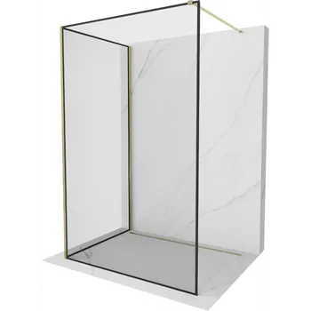 Mexen Kioto sprchová stěna Walk-in 130 x 90 cm, černý rámeček, zlatá - 800-130-212-50-70-090 Sprchové stěny