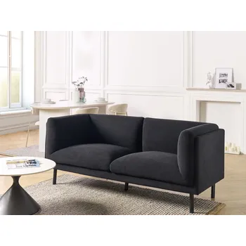 Pohovka 2 místná pohovka černá polyesterová látka kovové černé nohy nábytek do obývacího pokoje Beliani