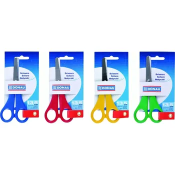U7930001PL-99 DONAU školní nůžky 13,5 cm, symetrické, ocel, odol. plast, mix barev
