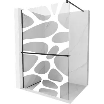 Mexen Kioto+ sprchová zástěna s policí Walk-in 70 x 200 cm, bílá vlna, černá - 800-070-121-70-97 Sprchové stěny
