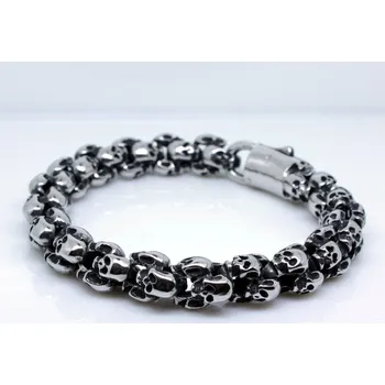 Náramek Steel Edge Pánský ocelový náramek lebky WJHB392ST Délka náramku: 22,5 cm