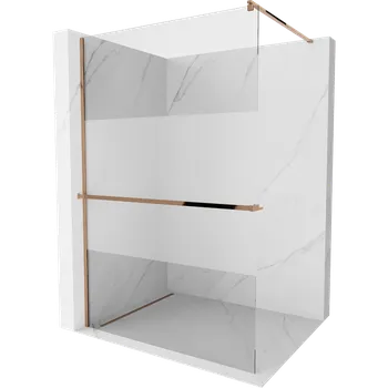 Mexen Kioto+ sprchová stěna s poličkou Walk-in 70 x 200 cm, transparentní/matná, růžové zlato - 800-070-121-60-35 Sprchové stěny