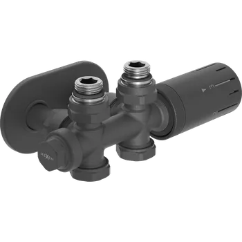 Radiátor Mexen G05 termostatická sada úhlová/přímá s krytem R, Duplex, DN50, antracit - W908-958-905-66 Připojovací sady