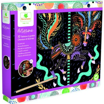 Výtvarná sada Artissimo - vyškrabávání - Koně a jednorožci