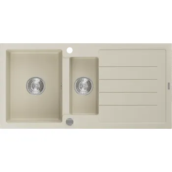 Granitový dřez Mexen Andres granitový dřez 1,5-komorový s odkapávačem 1000 x 500 mm, béžový, sifon chrom - 6515101510-69 Granitové dřezy
