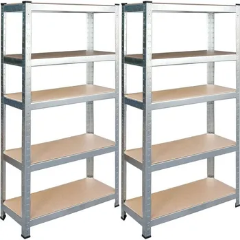 Dílenský regál Skladový kovový regál 2 ks - 180 × 90 × 40 cm