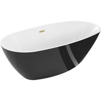 Vana Mexen Eris volně stojící vana 170 x 80 cm, bílá/černá, přepad zlatý kartáčovaný - 53441708075-55 Volně stojící vany