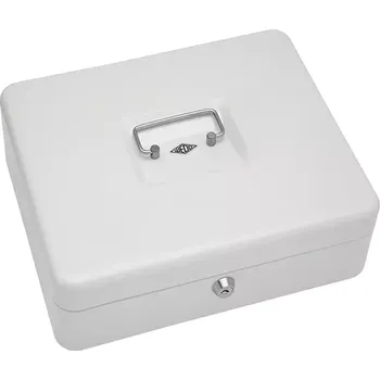 Příruční pokladna Přenosná pokladna WEDO 300, bílá - kovová uzamykatelná pokladnička