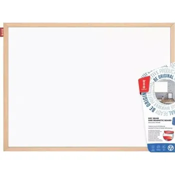 Magnetická bílá tabule v dřevěném rámu MEMOBE 90x60cm 10ks