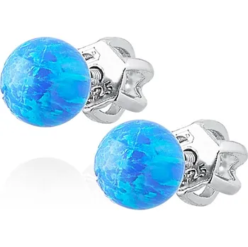 Náušnice Stříbrné náušnice s modrými opály 5 mm