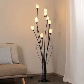 Lampička Jupiter Stojací lampa Gloriosa, černá, sklo, 9 žárovek - Stínidlo na lampu - Ø 6 cm, výška 11 cm; délka kabelu 180 cm černá, bílá 9 x 10 W LED - Doprava zdarma