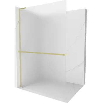 Mexen Kioto+ L sprchová stěna s policí Walk-in 120 x 200 cm, matné sklo, broušené zlato - 800-120-123-55-30 Sprchové stěny