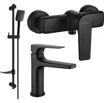 Vodovodní baterie Mexen Lynx DF62 sprchová sada, černá - 745904DF62-70 Bateriové soupravy