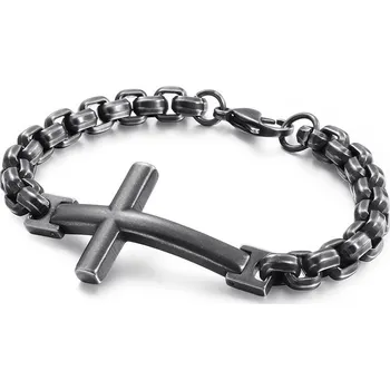 Náramek Steel Edge Náramek kříž chirurgická ocel WJHB372 Barva: Šedostříbrná