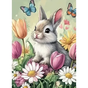 Diamantové malování Diamantové malování/Huacan - Zajíček v letní zahrádce