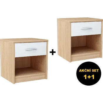Noční stolek Noční stolek NINA dub sonoma/bílá 1+1 ZDARMA