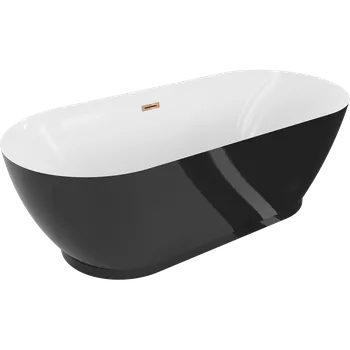 Vana Mexen Roxy volně stojící vana 180 x 85 cm, bílá/černá, přepad růžové zlato - 51201808575-60 Volně stojící vany
