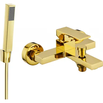 Vodovodní baterie Mexen Uno R77 vanová baterie se sprchovou sadou, zlatá - 7143R77-50 Bateriové soupravy
