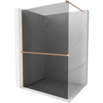 Mexen Kioto+ sprchová stěna s poličkou Walk-in 130 x 200 cm, grafit, kartáčovaná měď - 800-130-121-65-40 Sprchové stěny