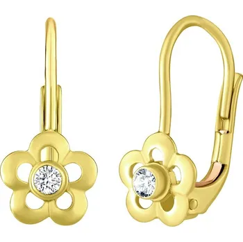 Náušnice Dětské náušnice ze žlutého zlata s přírodním čirým topazem