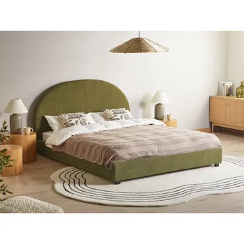 Postel Vodní postel olivově zelená buklé čalounění 160 x 200 cm zaoblené čelo minimalistický retro design ložnice Beliani