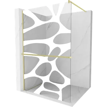 Mexen Kioto+ sprchová stěna s poličkou Walk-in 80 x 200 cm, bílá vlna, zlatá kartáčovaná - 800-080-121-55-97 Sprchové stěny