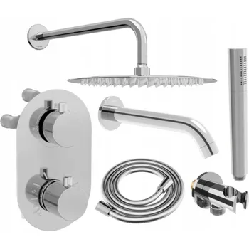 Vodovodní baterie Mexen Kai DR70 vestavěná vanová-sprchová sada s dešťovou sprchou 25 cm, chrom - 77602DR70251-00 Podomítkové vanové systémy