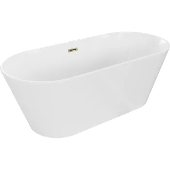 Vana Mexen Flavia volně stojící vana 150 x 75 cm, bílá, přepad zlatý - 54031507500-50 Volně stojící vany