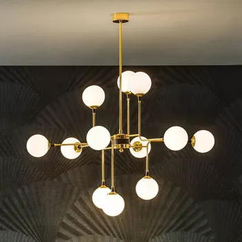 Závěsné světlo Stilnovo Galassia, zlatá, Ø 120 cm, 12 žárovek. - Ø stínidlo na lampu 14 cm; baldachýn Ø 10 cm, výška 4 cm zlatá, bílá 12 x 6 W LED - Doprava zdarma