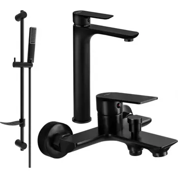 Vodovodní baterie Mexen Alfa DF72 koupelnový set, černý - 745713DF72-70 Bateriové soupravy