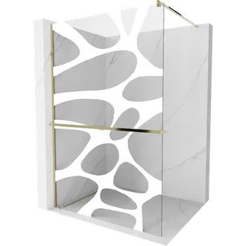 Mexen Kioto+ sprchová stěna s policí Walk-in 70 x 200 cm, bílá vlna, zlatá - 800-070-121-50-97 Sprchové stěny