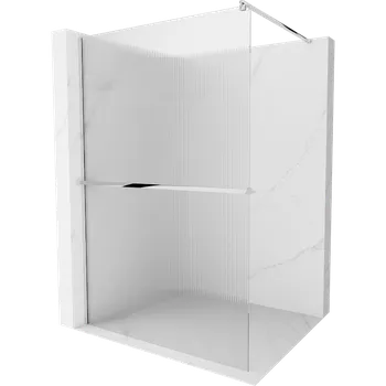 Mexen Kioto+ sprchová stěna s poličkou Walk-in 100 x 200 cm, proužky, chrom - 800-100-121-01-09 Sprchové stěny