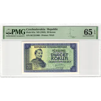 20 Korun bez data (1945) S. HC PMG 65 EPQ