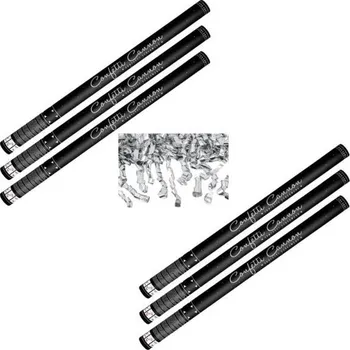 SADA Konfety 80cm - 6ks STŘÍBRNÉ STUŽKY - HOBLINKY METALICKÉ - Silvestr