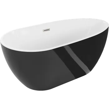 Vana Mexen Eos volně stojící vana 170 x 75 cm, bílá/černá, přepad kartáčovaný nikl - 52471707575-97 Volně stojící vany