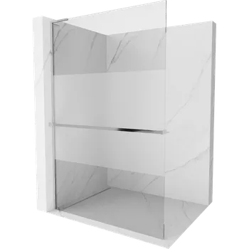 Mexen Kioto+ L sprchová stěna s policí Walk-in 110 x 200 cm, průhledná/matná, chrom - 800-110-123-01-35 Sprchové stěny