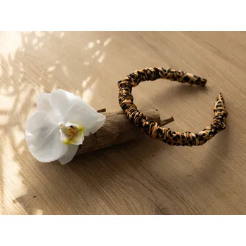 Čelenka Hedvábná čelenka do vlasů pevná, WHITE ORCHID Barva hedvábí: leopardí