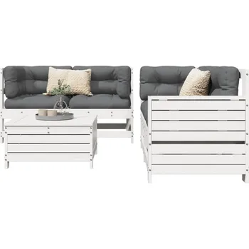 5dílná zahradní sedací souprava bílá masivní borové dřevo Bílá3250813