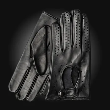 Rukavice Pánské kožené rukavice na řízení bez děr na klouby z jehnětiny Barva: Černá, Velikost: 10