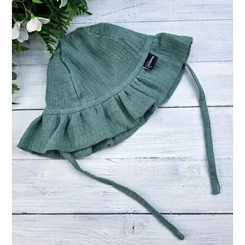 Čepice Kulišárny Klobouk ŘASENÝ mušelín MENTOL Obvod hlavičky: 38/39