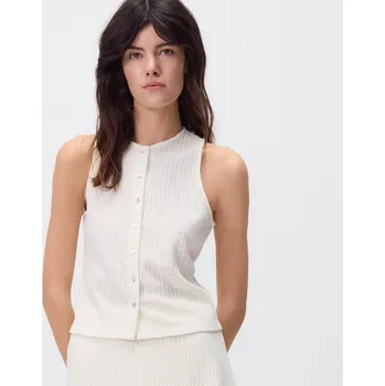 Dámské tričko Reserved - Halenka s dekorativními knoflíky - krémová - 325DT-01X - 325DT-01X-XS