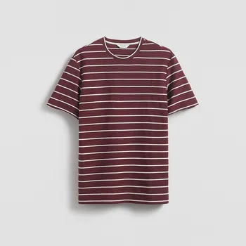 Pánské oblečení Reserved - Pruhované tričko regular - hnědá - WC955-83X - WC955-83X-S