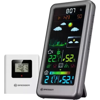 Meteostanice BRESSER RC Weather Station Neomeo V silver - digitální meteostanice do kanceláře