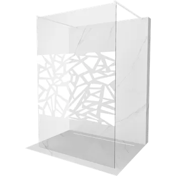 Mexen Kioto volně stojící sprchová zástěna 130 x 200 cm, bílý vzor 8 mm, bílá - 800-130-002-20-85 Sprchové stěny